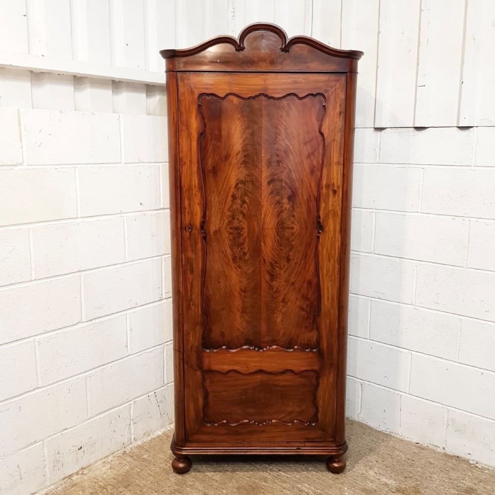 ANTIQUE 19TH CENTURY BIEDERMEIER  TALL NARROW MAHOGANY LINEN CUPBOARD C1850 View IV