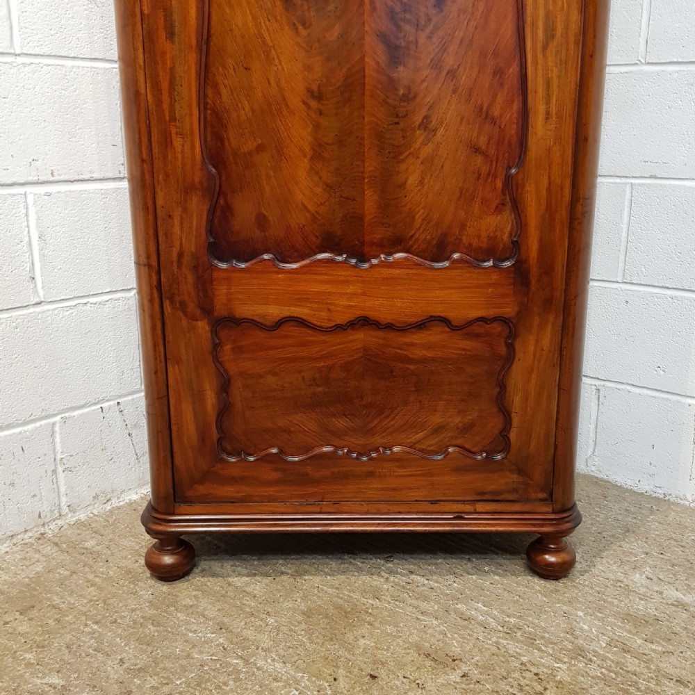 ANTIQUE 19TH CENTURY BIEDERMEIER  TALL NARROW MAHOGANY LINEN CUPBOARD C1850 View V