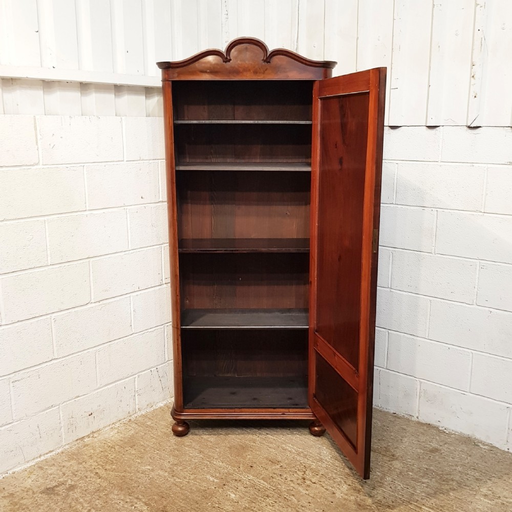 ANTIQUE 19TH CENTURY BIEDERMEIER  TALL NARROW MAHOGANY LINEN CUPBOARD C1850 View VII