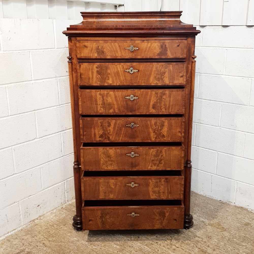 ANTIQUE 19TH CENTURY FLAMED MAHOGANY BIEDERMEIER CHEST OF DRAWERS C1860 View III