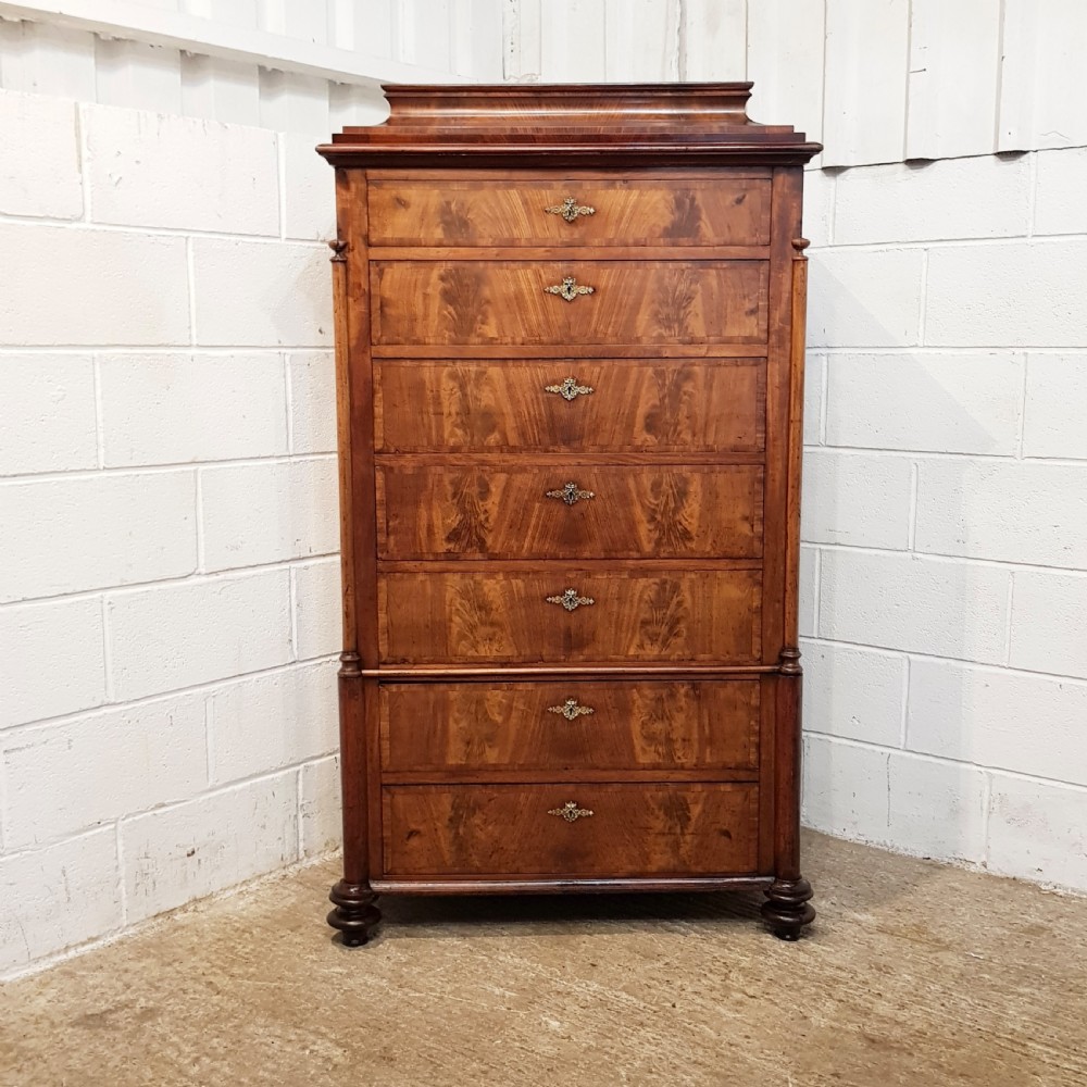 ANTIQUE 19TH CENTURY FLAMED MAHOGANY BIEDERMEIER CHEST OF DRAWERS C1860 View IV