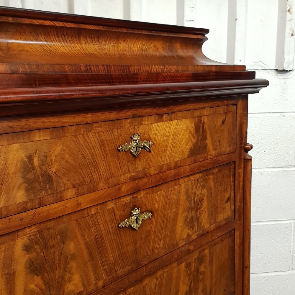 ANTIQUE 19TH CENTURY FLAMED MAHOGANY BIEDERMEIER CHEST OF DRAWERS C1860 View V