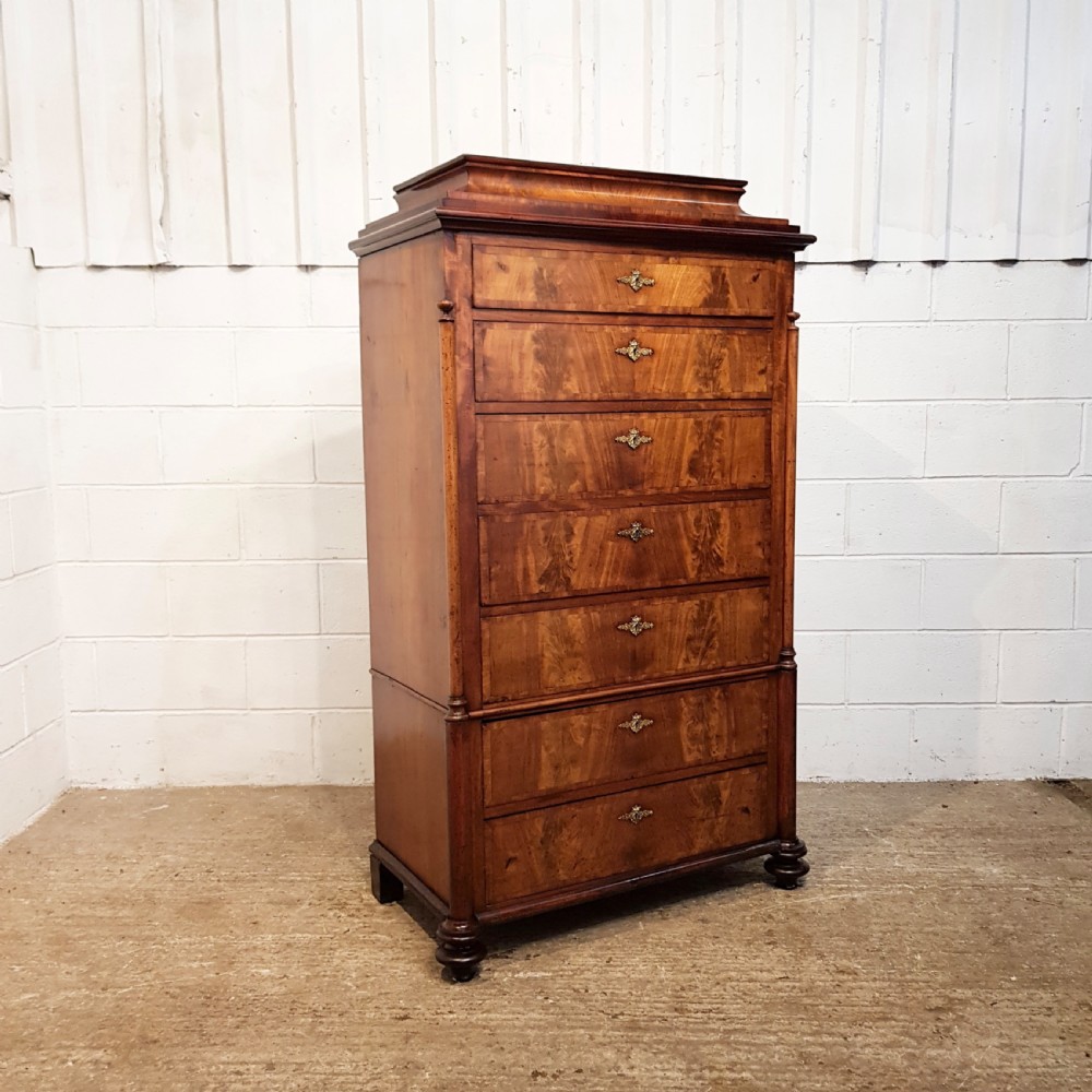 ANTIQUE 19TH CENTURY FLAMED MAHOGANY BIEDERMEIER CHEST OF DRAWERS C1860 View VII