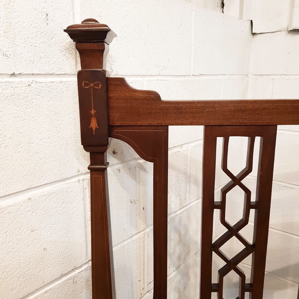 ANTIQUE EDWARDIAN INLAID MAHOGANY DOUBLE BED C1900 View IV