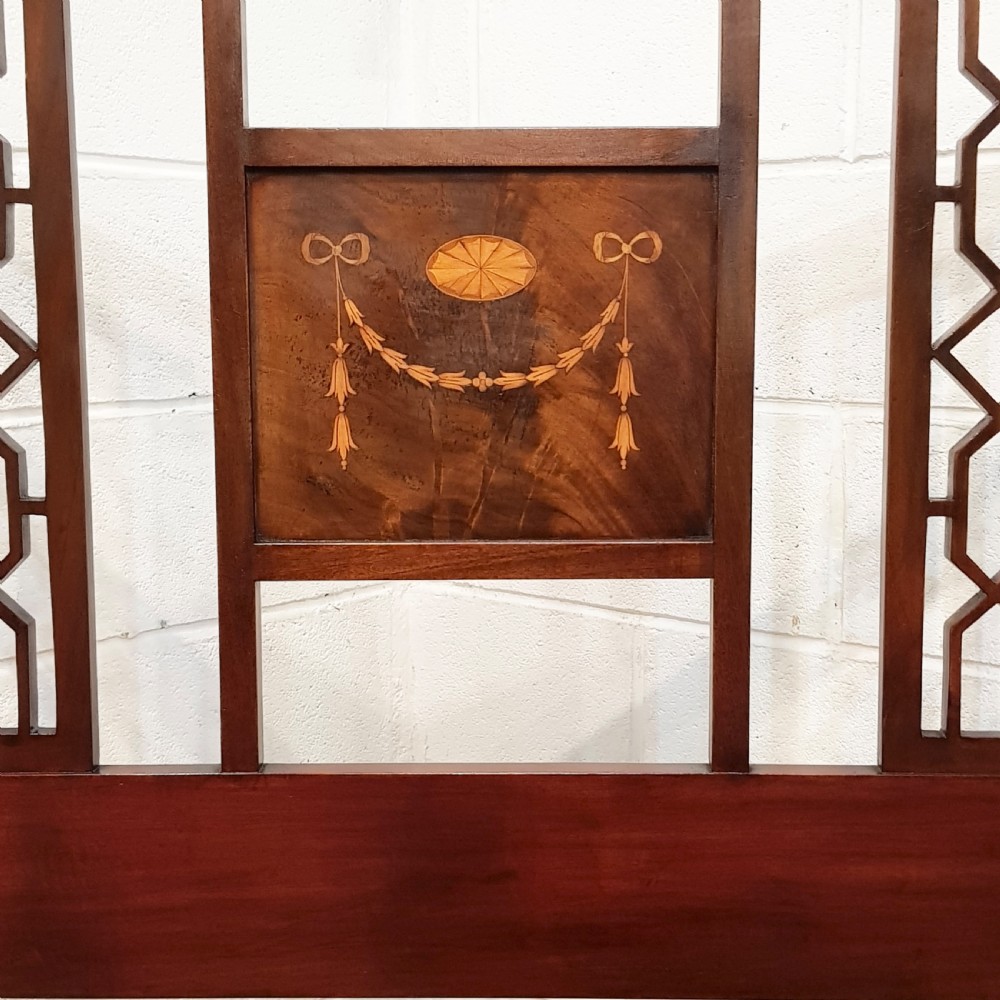 ANTIQUE EDWARDIAN INLAID MAHOGANY DOUBLE BED C1900 View V