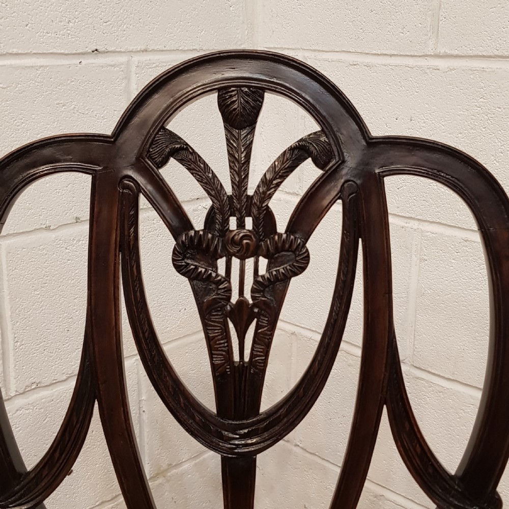 ANTIQUE SET EIGHT EDWARDIAN HEPPLEWHITE MAHOGANY DINING CHAIRS C1900 View IV