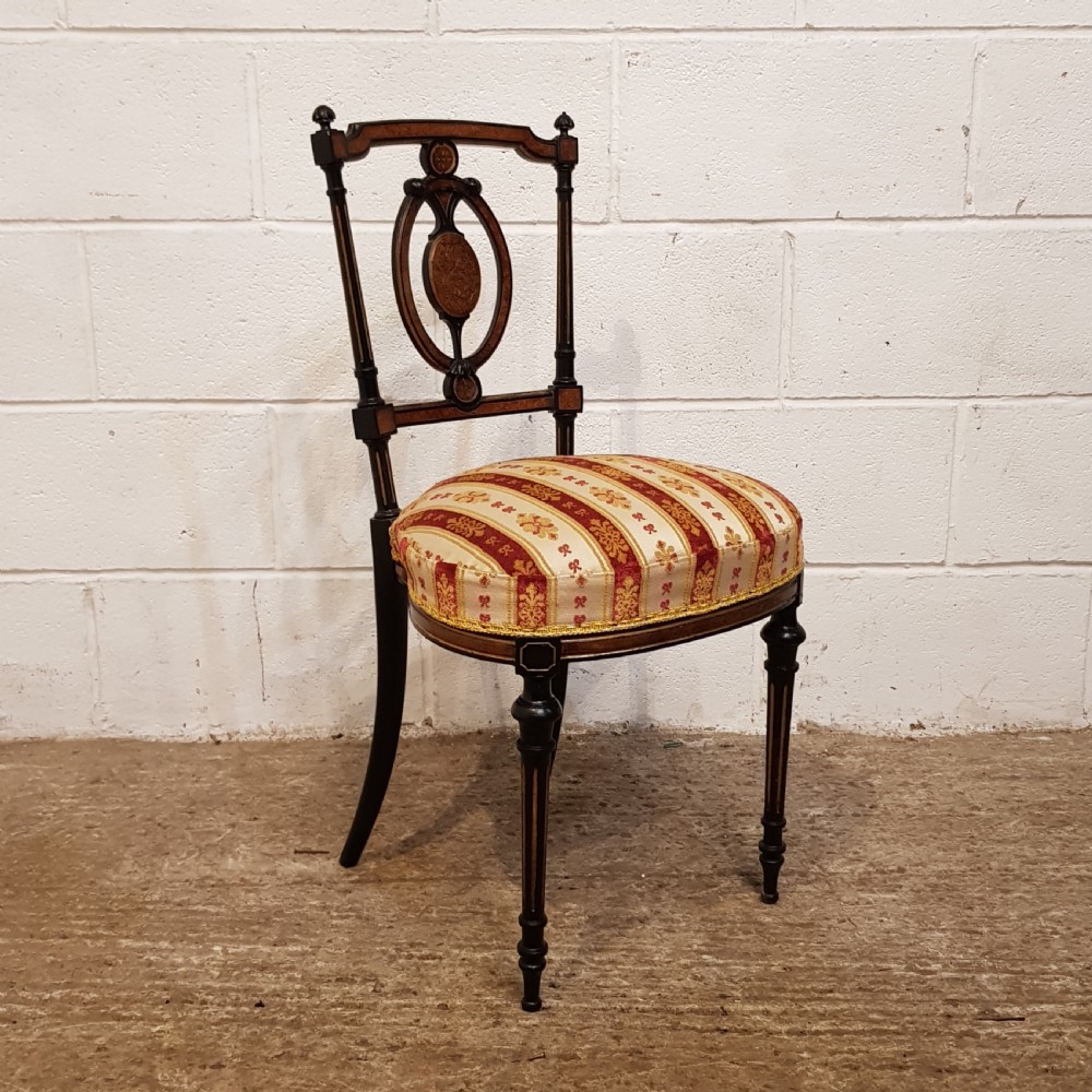 ANTIQUE PAIR VICTORIAN AESTHETIC EBONY &  BURR WALNUT SALON CHAIRS C1890 View VI