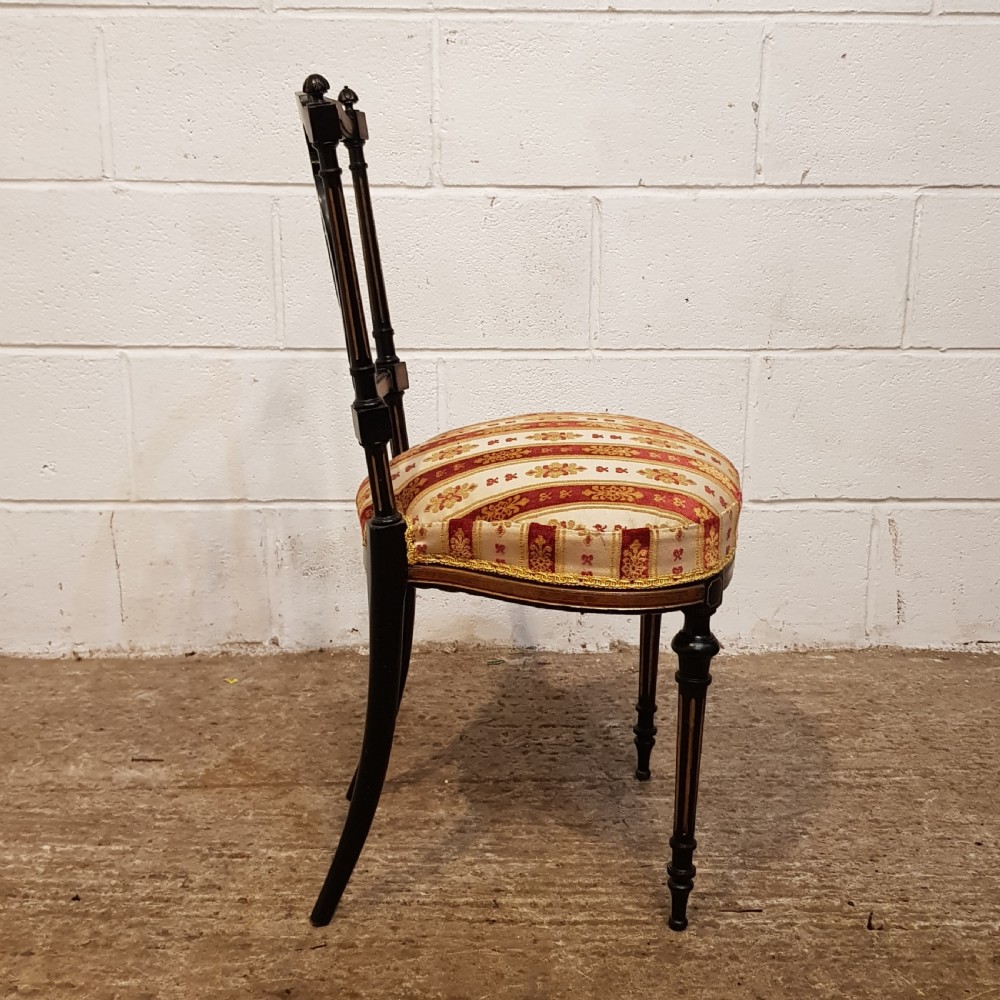ANTIQUE PAIR VICTORIAN AESTHETIC EBONY &  BURR WALNUT SALON CHAIRS C1890 View VII