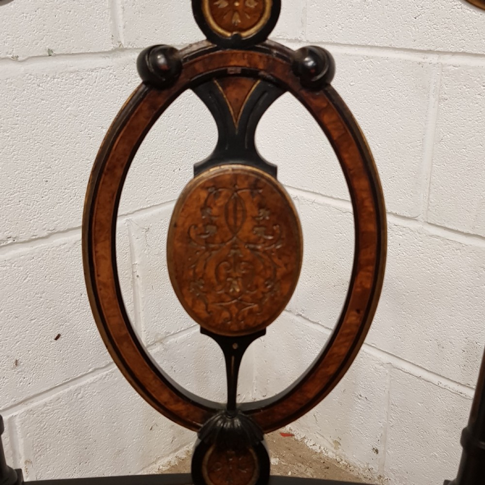ANTIQUE PAIR VICTORIAN AESTHETIC EBONY &  BURR WALNUT SALON CHAIRS C1890 View VIII