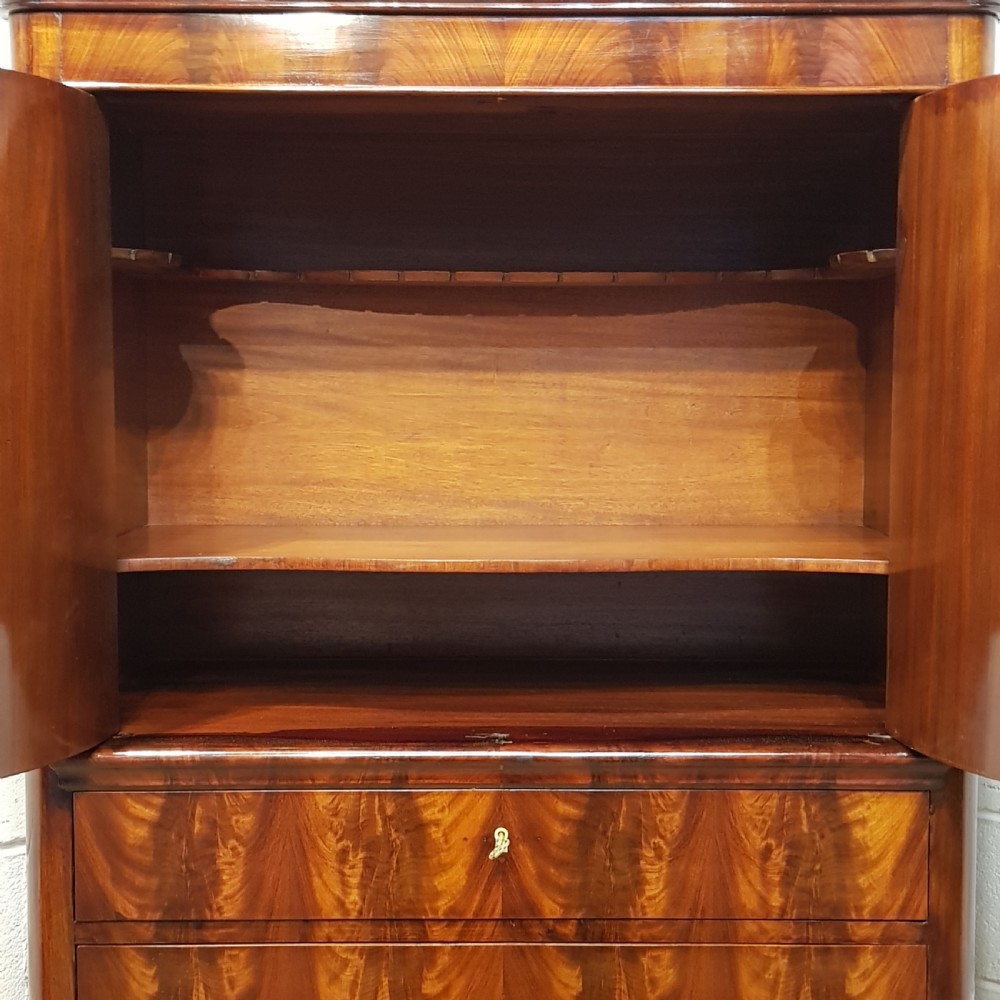 ANTIQUE 19TH CENTURY BIEDERMEIER MAHOGANY CABINET ON CHEST OF DRAWERS C1860 View VI