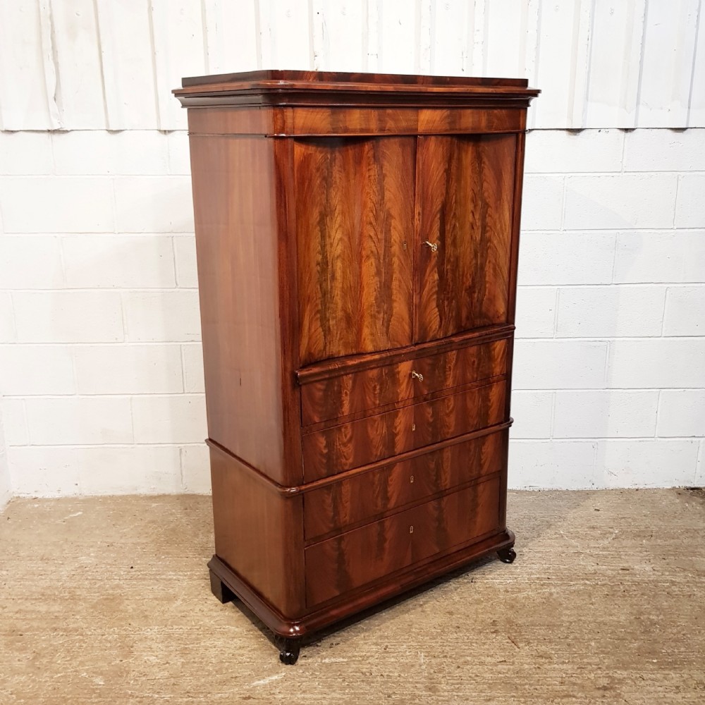 ANTIQUE 19TH CENTURY BIEDERMEIER MAHOGANY CABINET ON CHEST OF DRAWERS C1860 View VII
