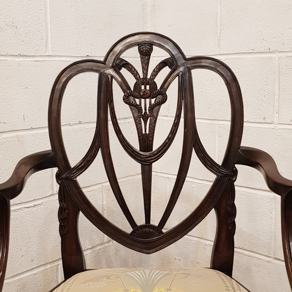 ANTIQUE SET EIGHT EDWARDIAN HEPPLEWHITE MAHOGANY DINING CHAIRS C1900 View XI