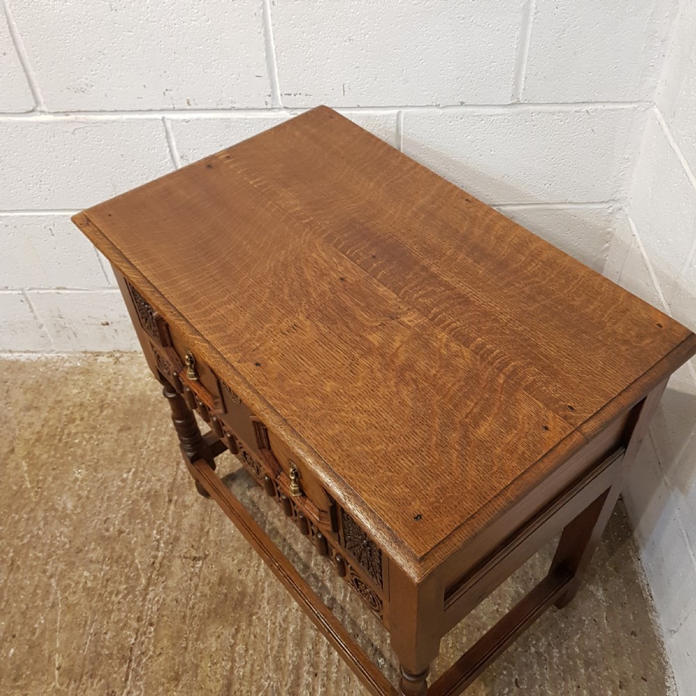 ANTIQUE CARVED OAK SIDE TABLE C1920 View II