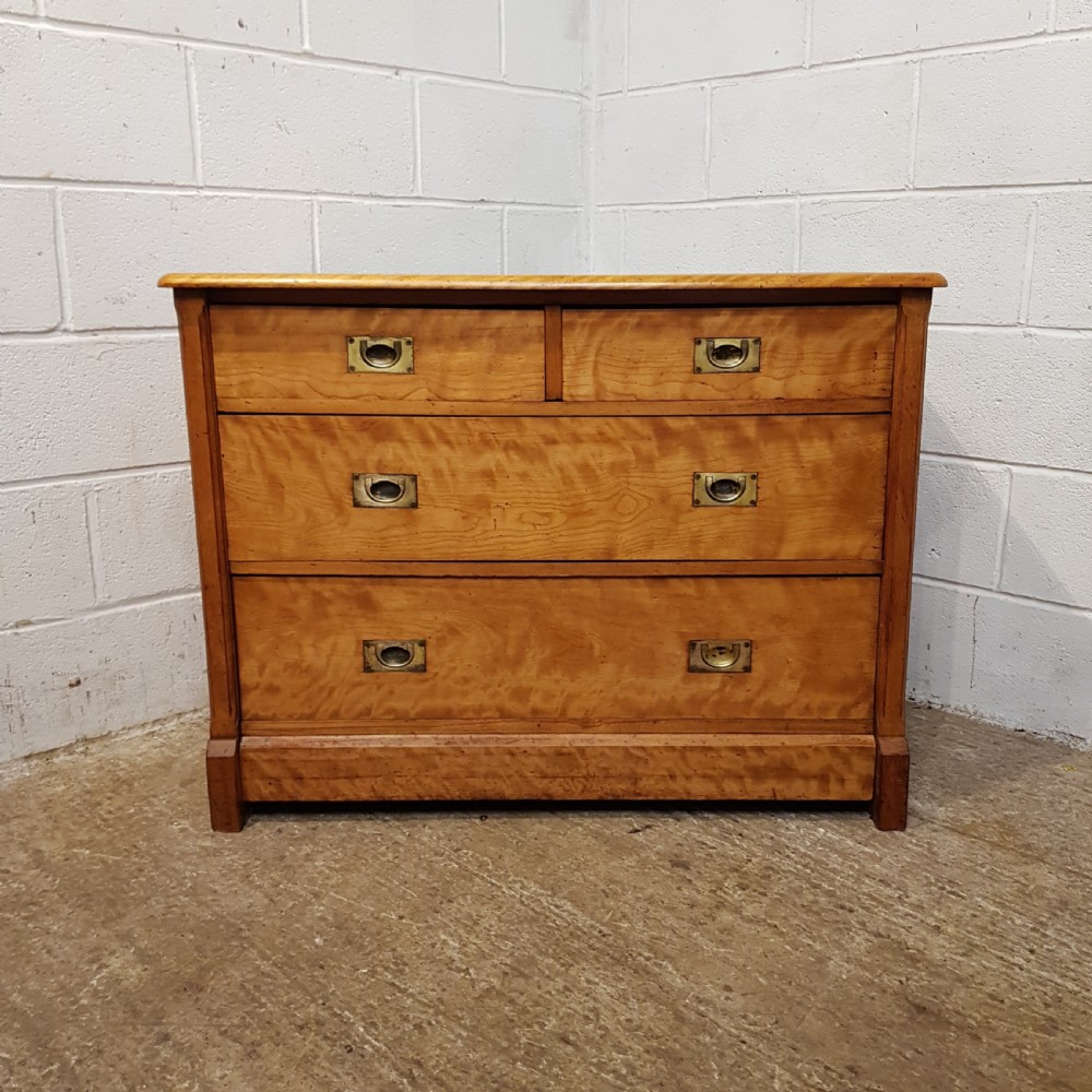 ANTIQUE LATE VICTORIAN SATINWOOD CHEST OF DRAWERS C1890 View IV
