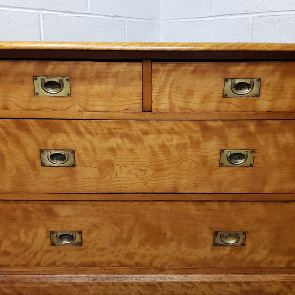 ANTIQUE LATE VICTORIAN SATINWOOD CHEST OF DRAWERS C1890 View V