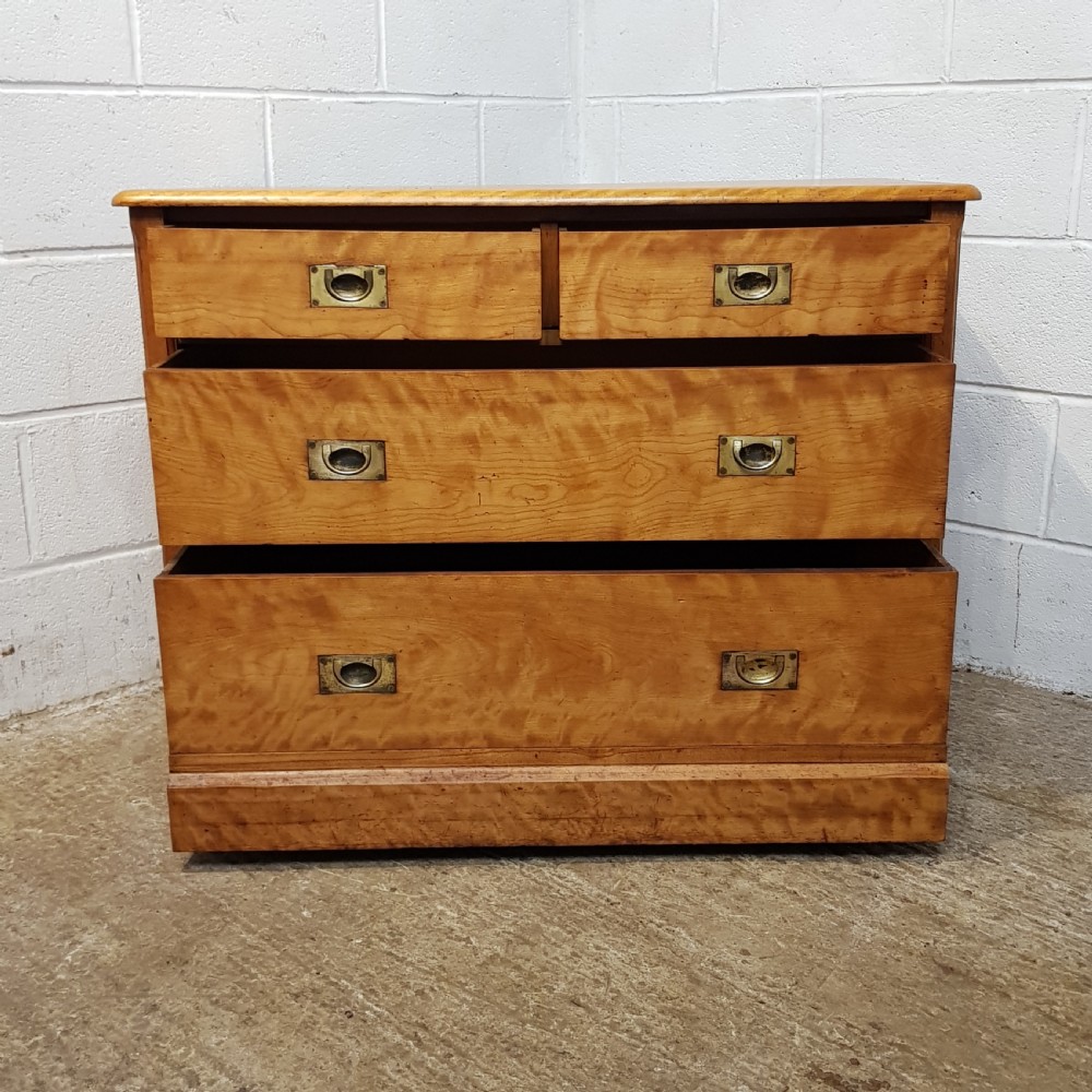 ANTIQUE LATE VICTORIAN SATINWOOD CHEST OF DRAWERS C1890 View VI