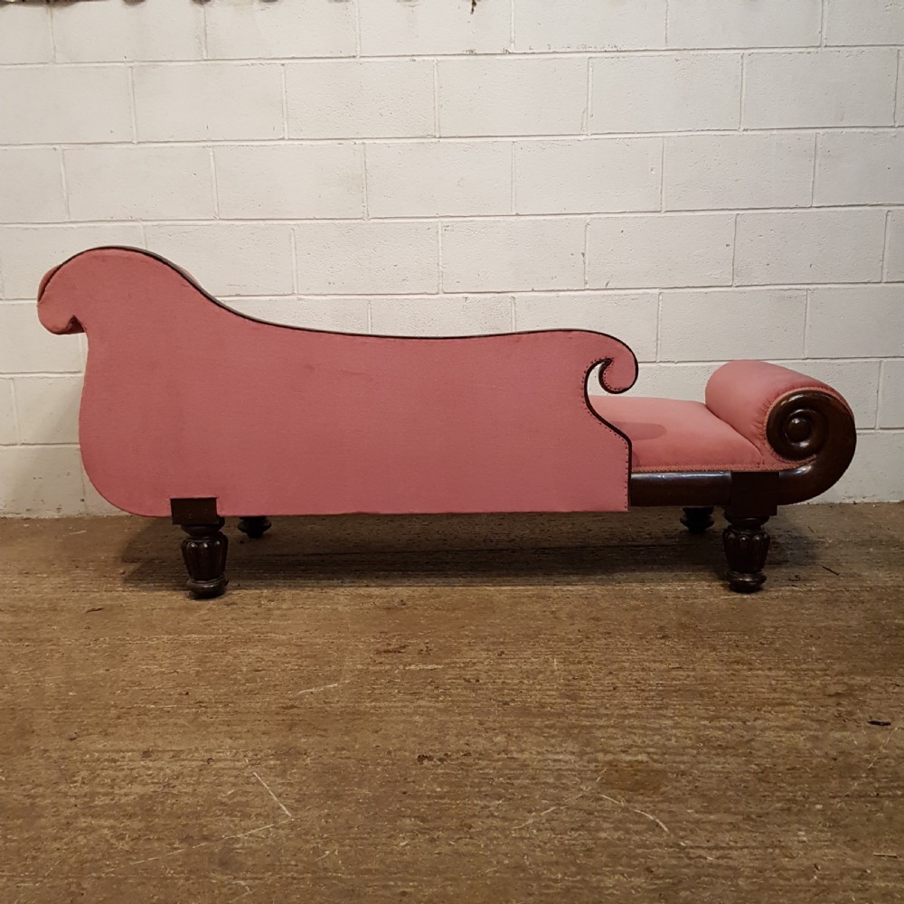 ANTIQUE WILLIAM 1V CUBAN MAHOGANY SHOW FRAME CHAISE LONGUE C1830 View III