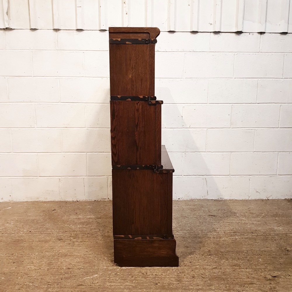 ANTIQUE OAK GLOBE WERNICKE THREE TIER BOOKCASE C1920 View II