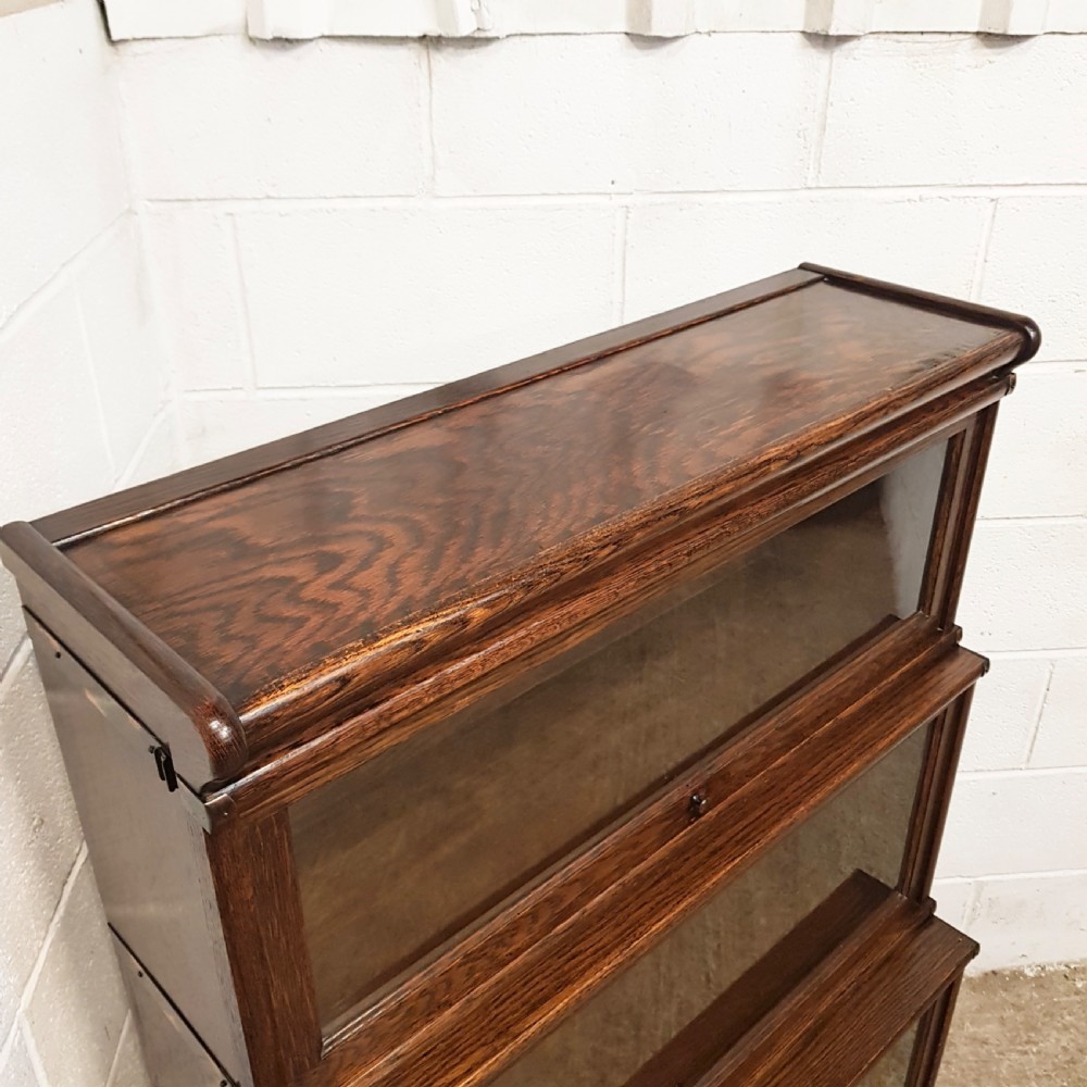 ANTIQUE OAK GLOBE WERNICKE THREE TIER BOOKCASE C1920 View IV