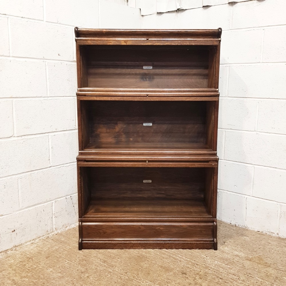 ANTIQUE OAK GLOBE WERNICKE THREE TIER BOOKCASE C1920 View VII