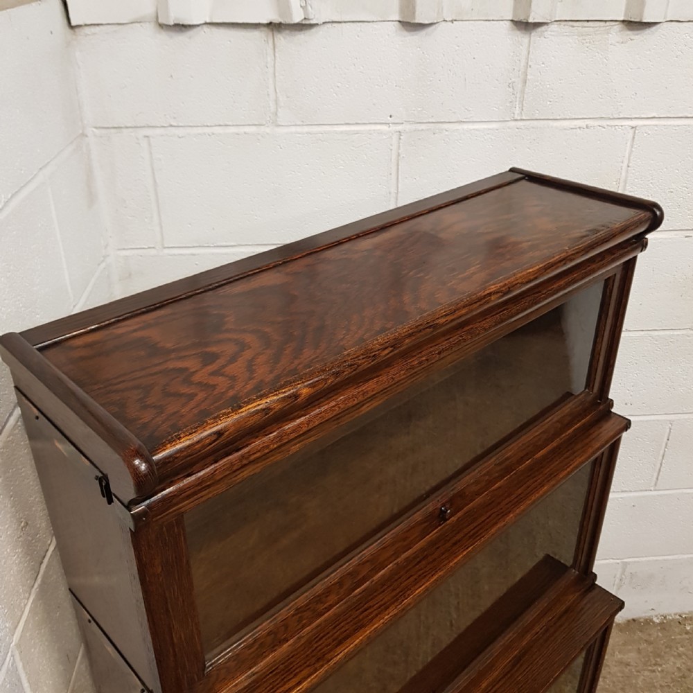 ANTIQUE OAK GLOBE WERNICKE THREE TIER BOOKCASE C1920 View IX
