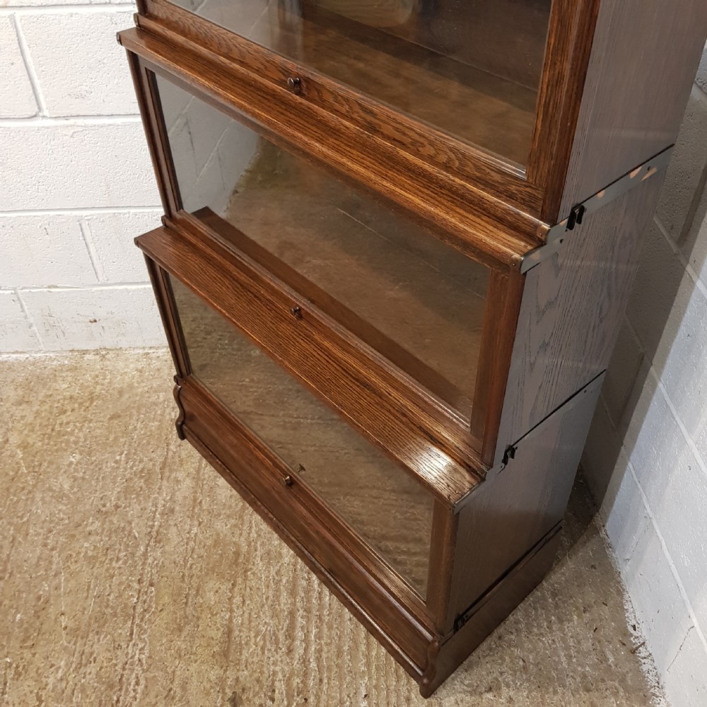 ANTIQUE OAK GLOBE WERNICKE THREE TIER BOOKCASE C1920 View X