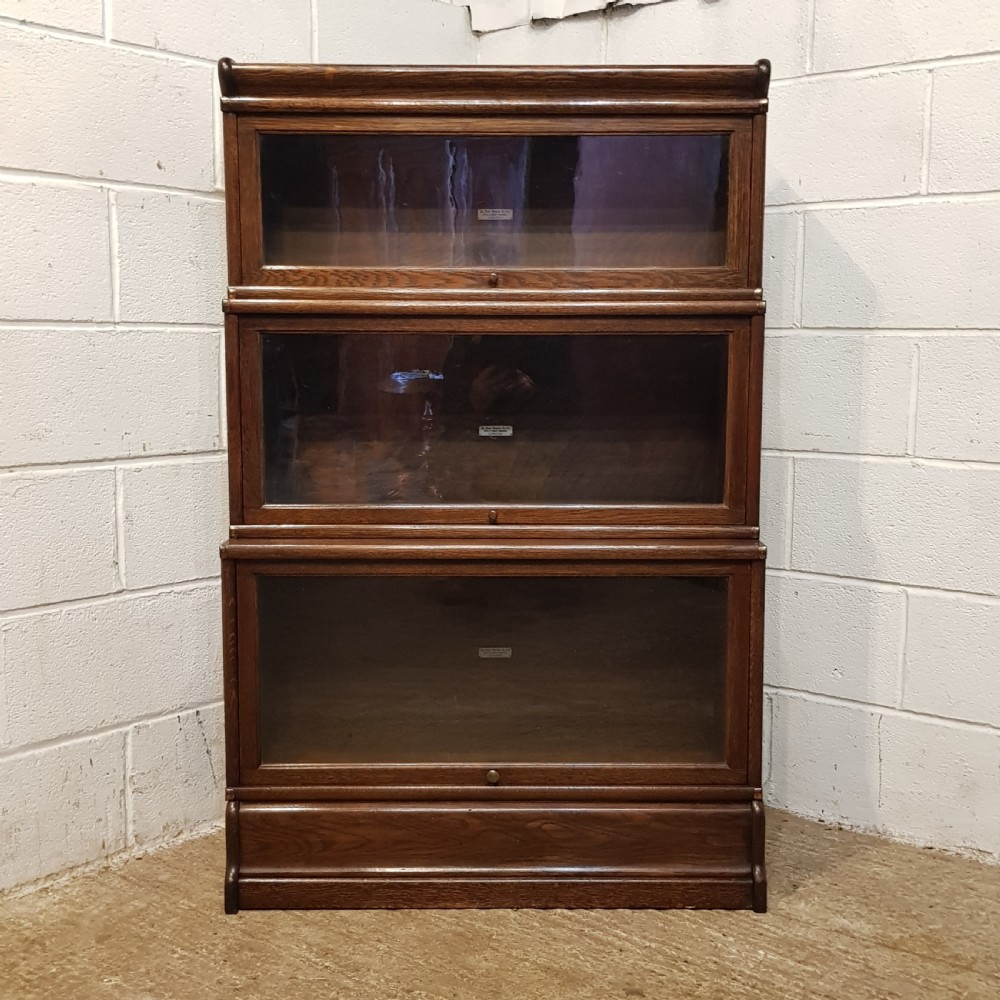ANTIQUE OAK GLOBE WERNICKE THREE TIER BOOKCASE C1920 View XI