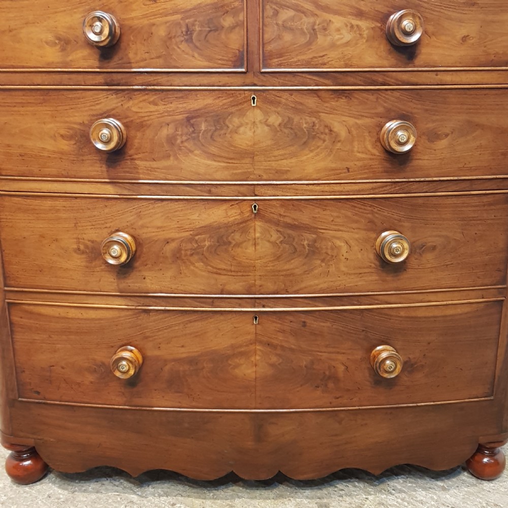 ANTIQUE VICTORIAN MAHOGANY BOW FRONT CHEST OF DRAWERS C1880 View VI