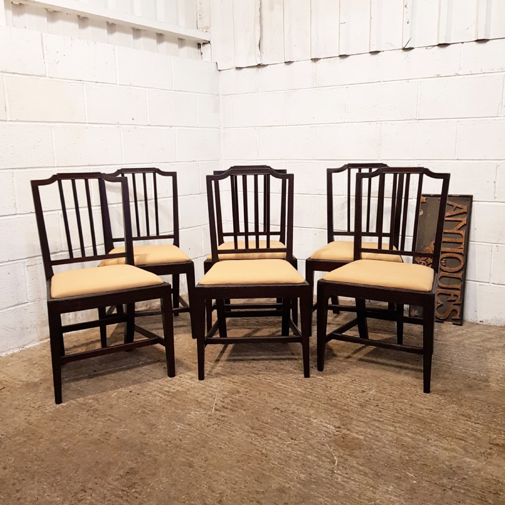 ANTIQUE SET SIX GEORGIAN MAHOGANY DINING CHAIRS C1780