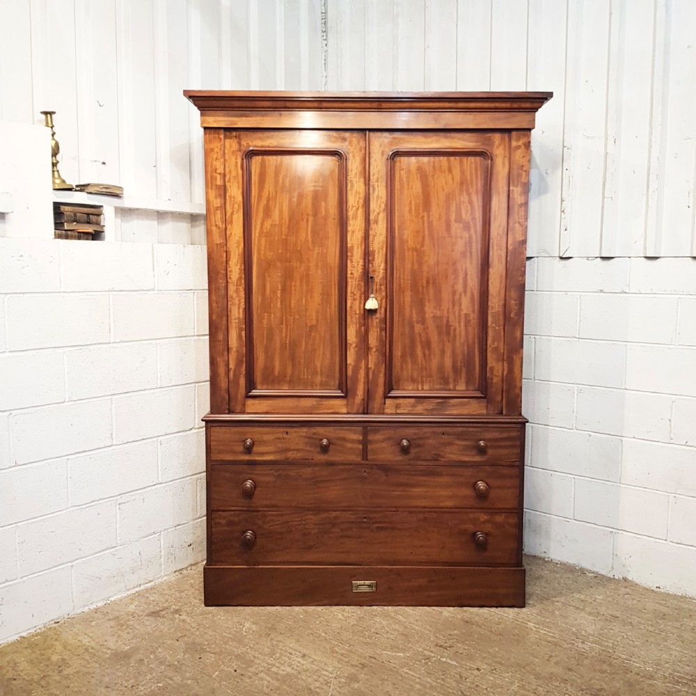 ANTIQUE VICTORIAN MAHOGANY LINEN PRESS C1880 View V