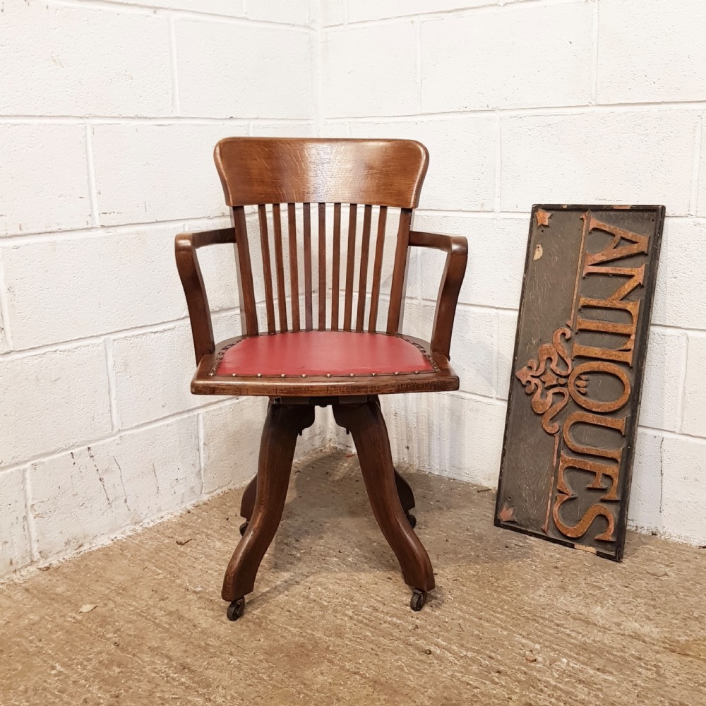 ANTIQUE EDWARDIAN OAK SWIVEL DESK CHAIR C1900 View IV