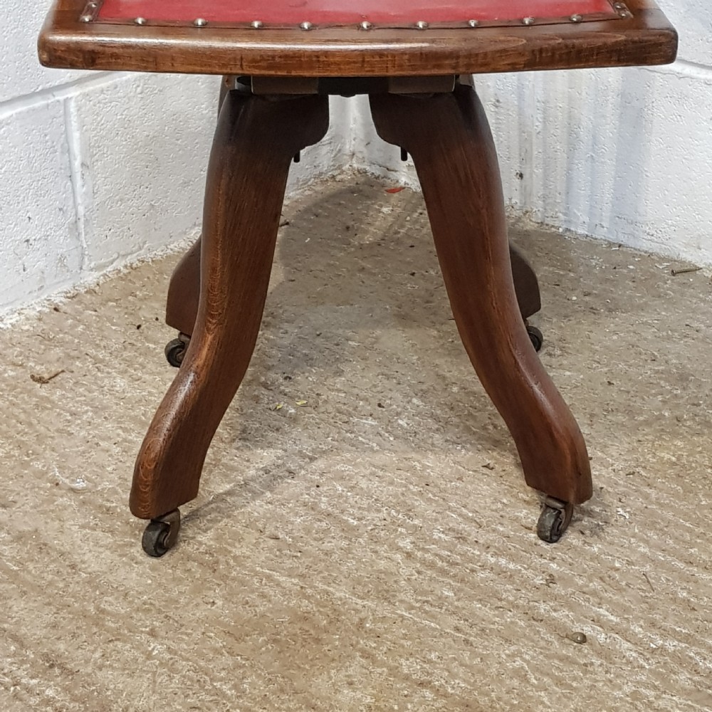 ANTIQUE EDWARDIAN OAK SWIVEL DESK CHAIR C1900 View V