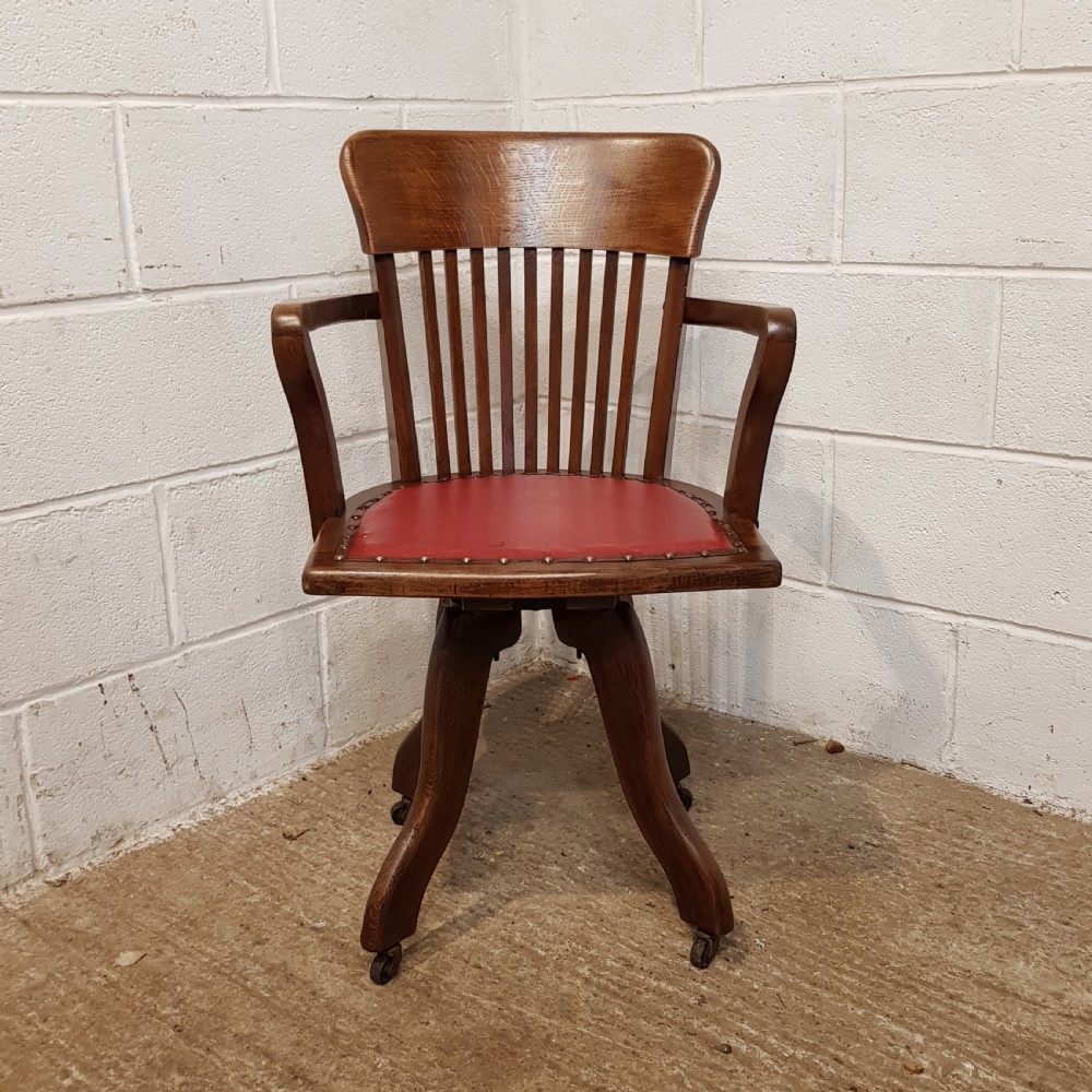 ANTIQUE EDWARDIAN OAK SWIVEL DESK CHAIR C1900 View VI