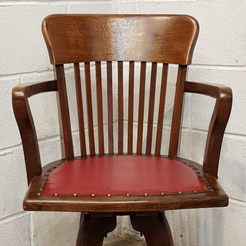 ANTIQUE EDWARDIAN OAK SWIVEL DESK CHAIR C1900 View VII