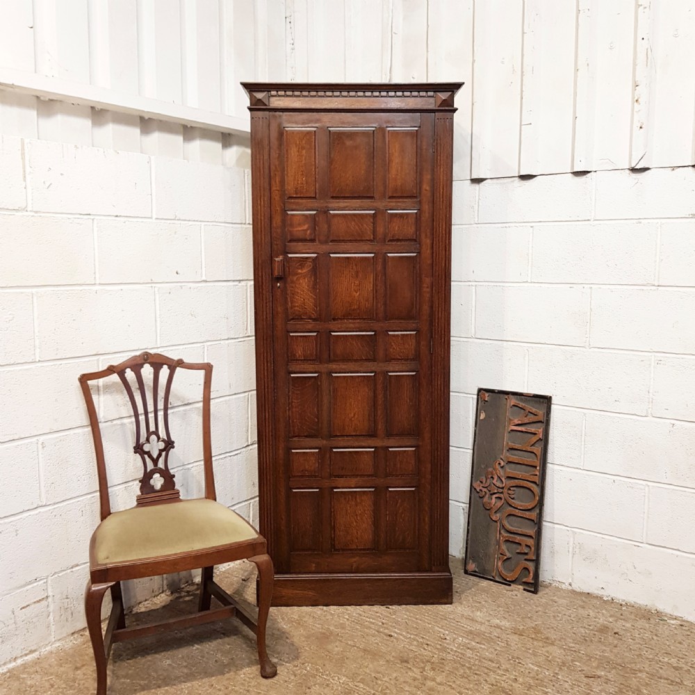 ANTIQUE OAK PANELLED HALL WARDROBE  C1920