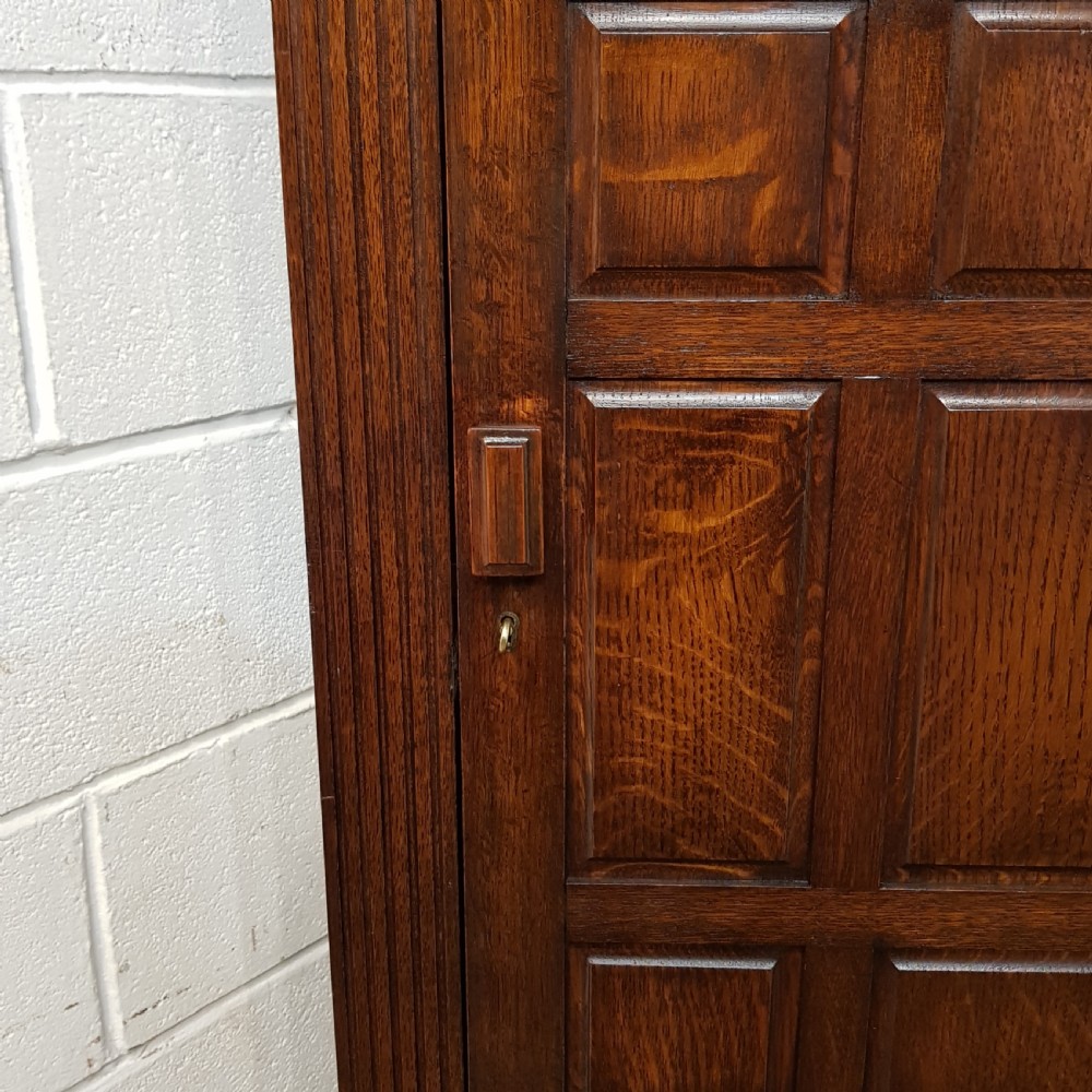 ANTIQUE OAK PANELLED HALL WARDROBE  C1920 View II