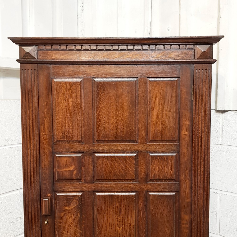 ANTIQUE OAK PANELLED HALL WARDROBE  C1920 View III