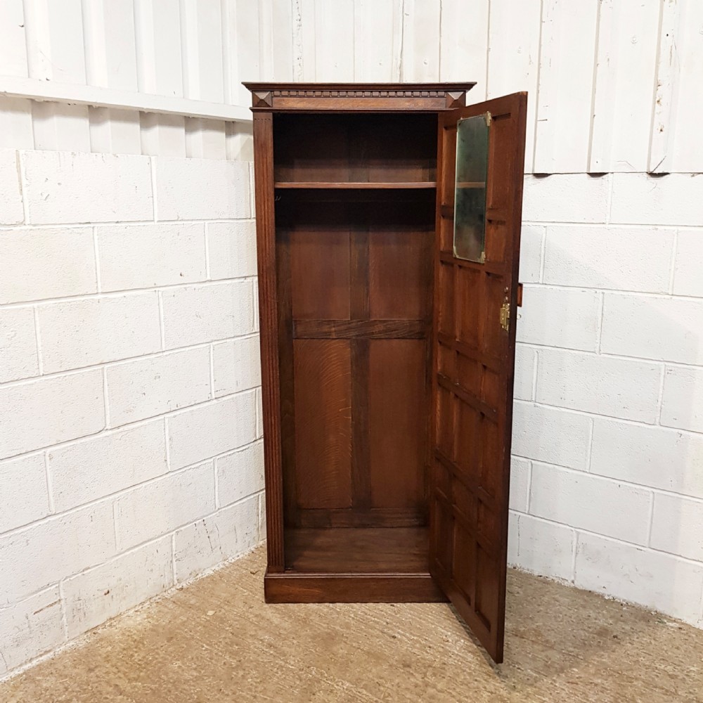 ANTIQUE OAK PANELLED HALL WARDROBE  C1920 View IV