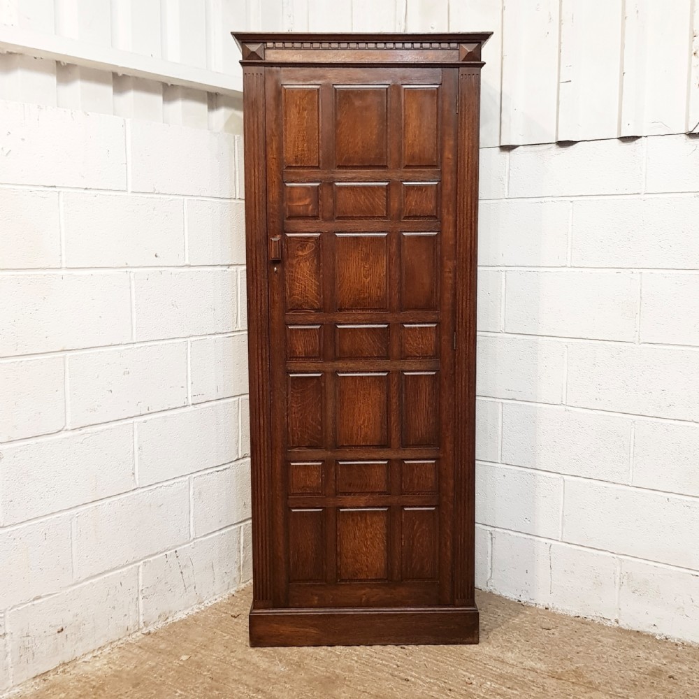 ANTIQUE OAK PANELLED HALL WARDROBE  C1920 View V