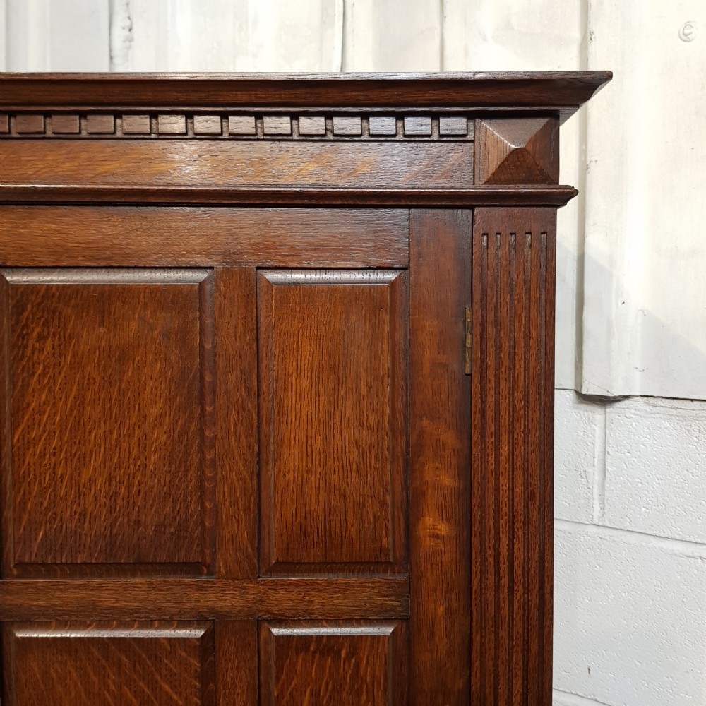 ANTIQUE OAK PANELLED HALL WARDROBE  C1920 View VI