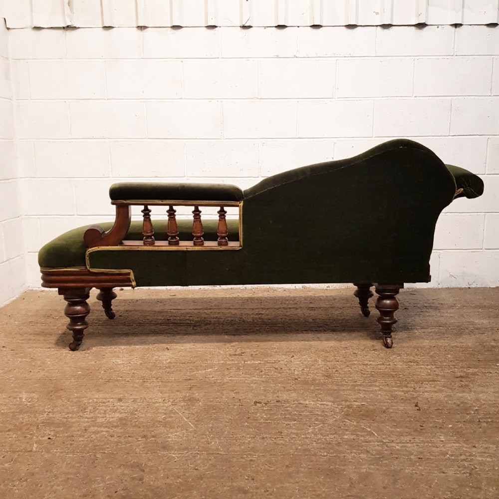 ANTIQUE VICTORIAN MAHOGANY SHOW FRAME CHAISE LONGUE C1880 View IV