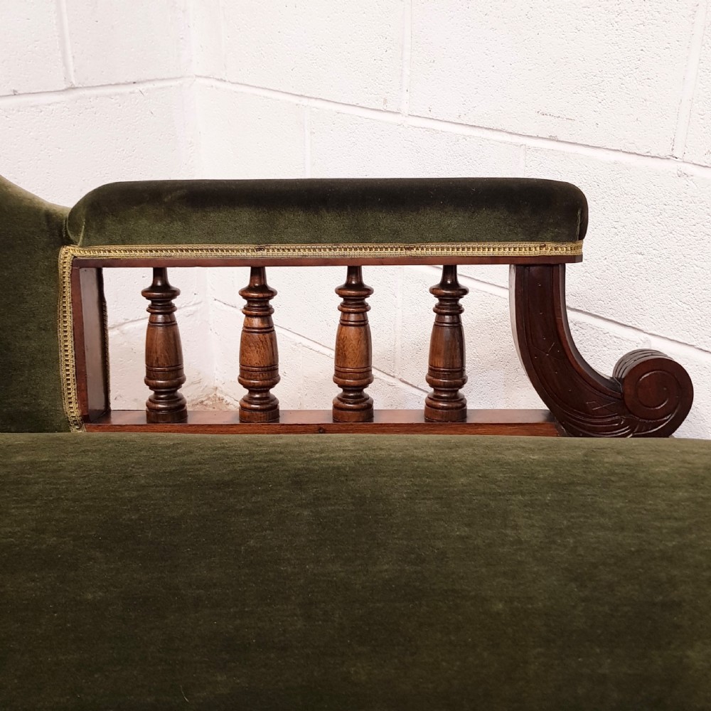 ANTIQUE VICTORIAN MAHOGANY SHOW FRAME CHAISE LONGUE C1880 View V