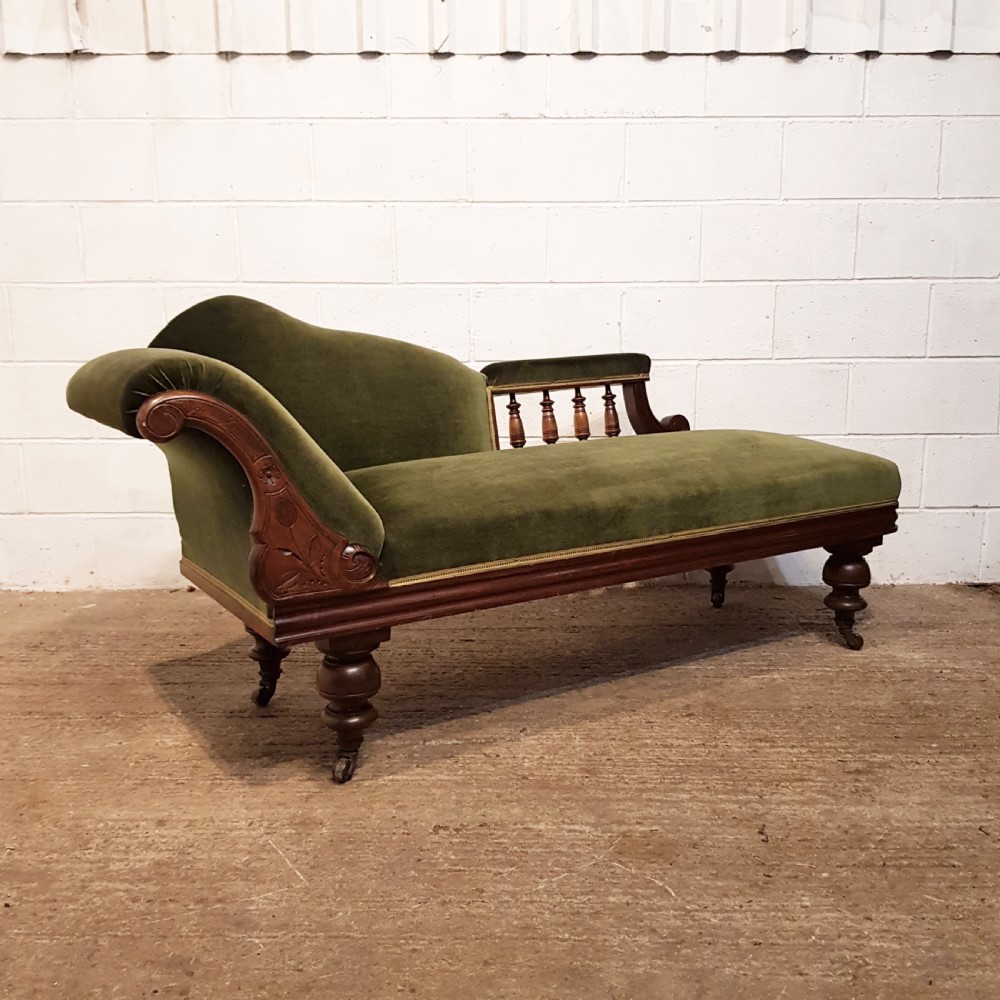 ANTIQUE VICTORIAN MAHOGANY SHOW FRAME CHAISE LONGUE C1880 View VII