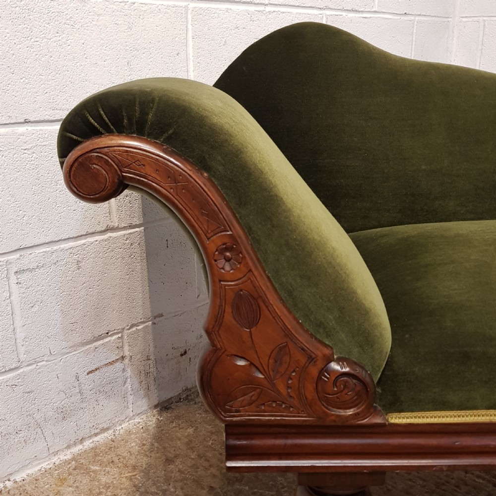 ANTIQUE VICTORIAN MAHOGANY SHOW FRAME CHAISE LONGUE C1880 View X
