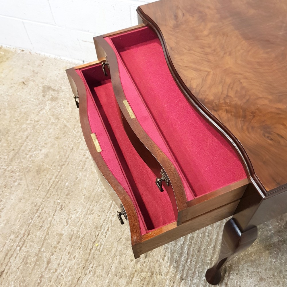 ANTIQUE WALNUT SERPENTINE FRONTED SIDE TABLE C1920 View IV
