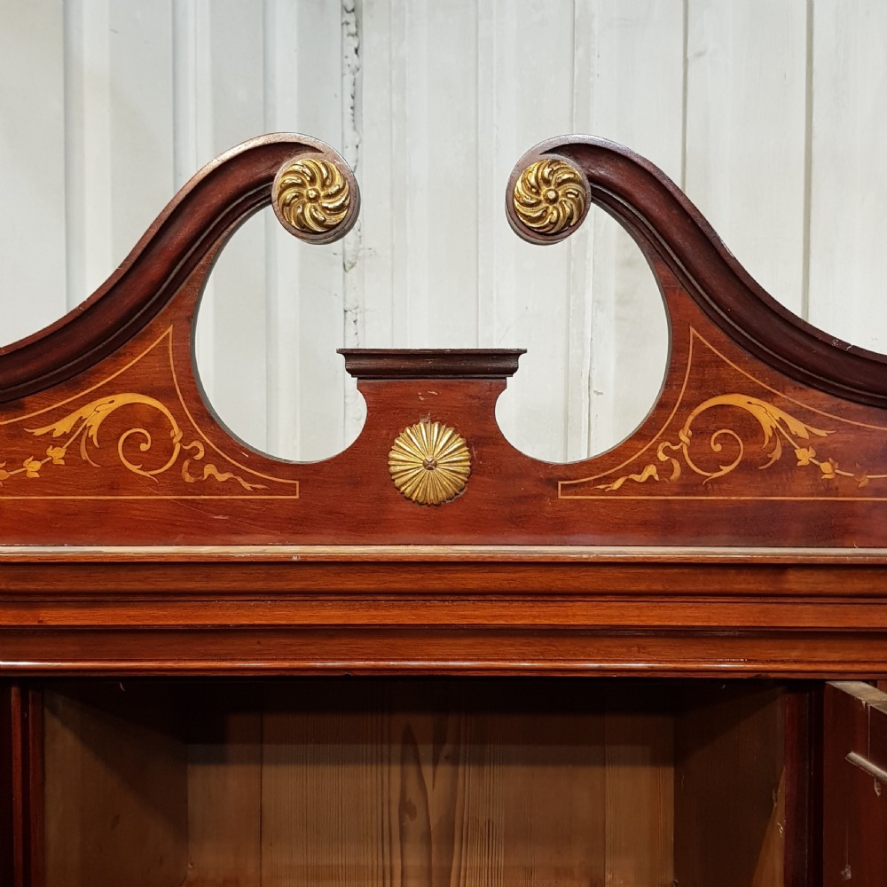 ANTIQUE EDWARDIAN INLAID MAHOGANY TRIPLE WARDROBE C1900 View VI