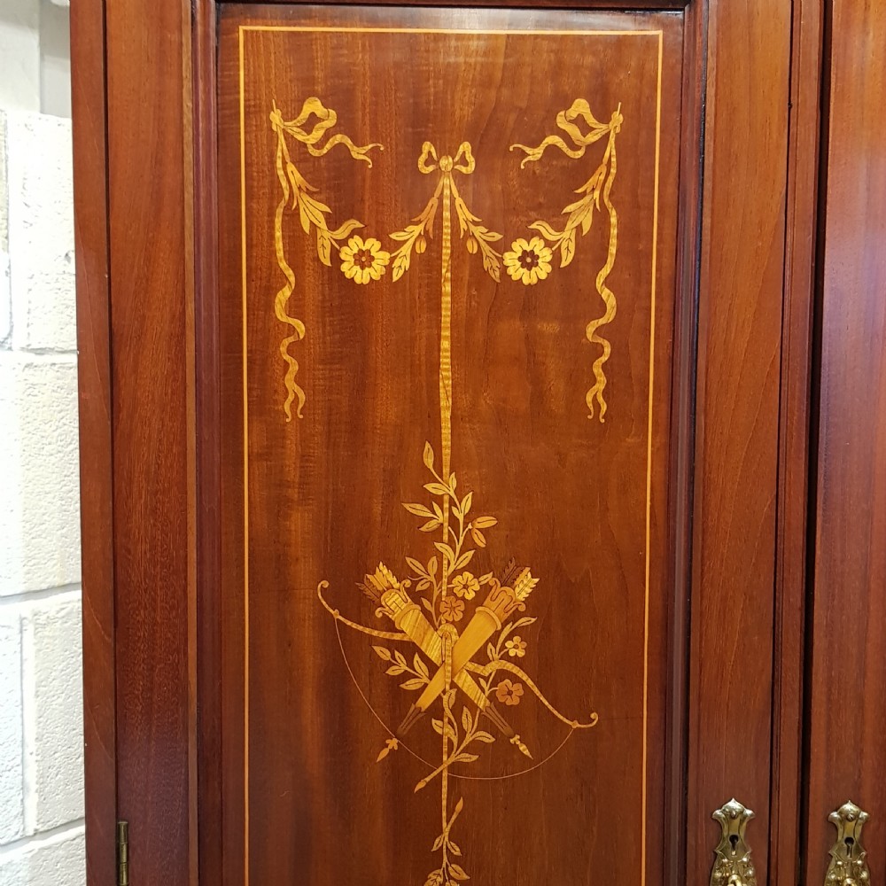 ANTIQUE EDWARDIAN INLAID MAHOGANY TRIPLE WARDROBE C1900 View IX
