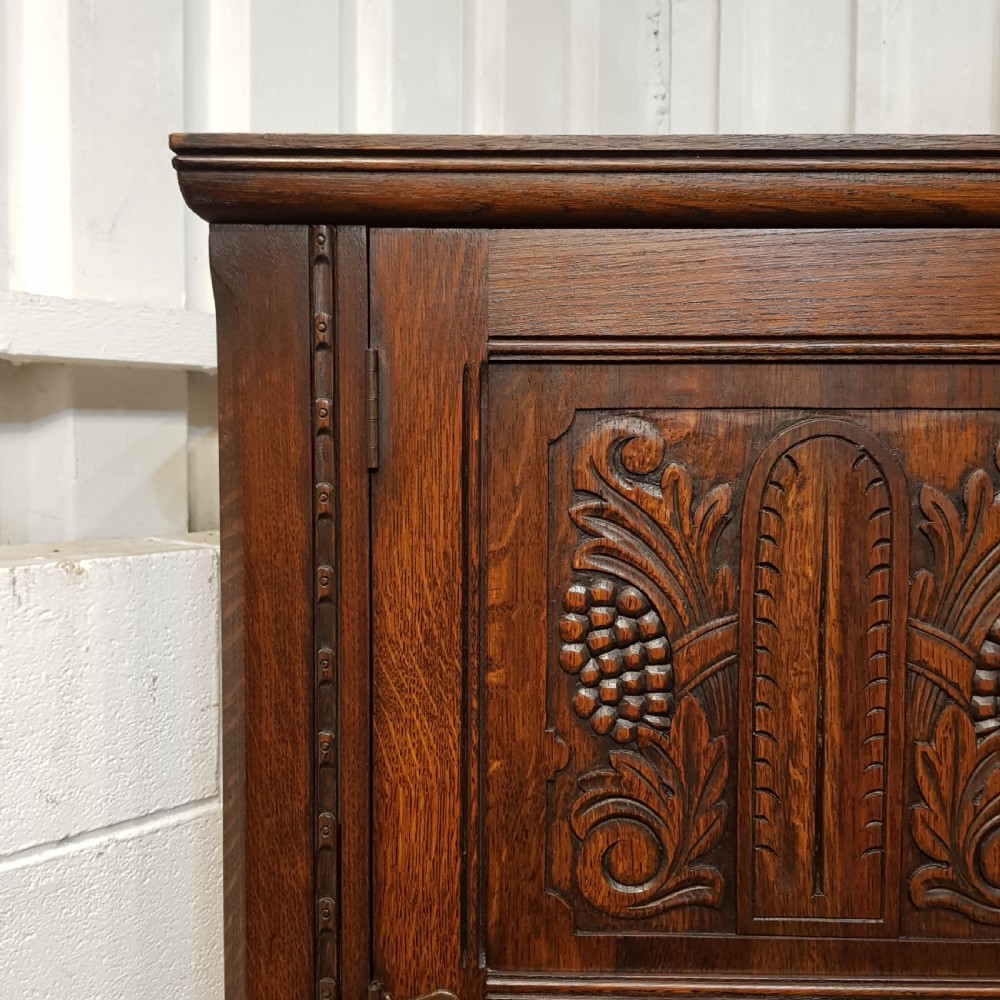 ANTIQUE CARVED OAK DOUBLE WARDROBE  C1920 View VI