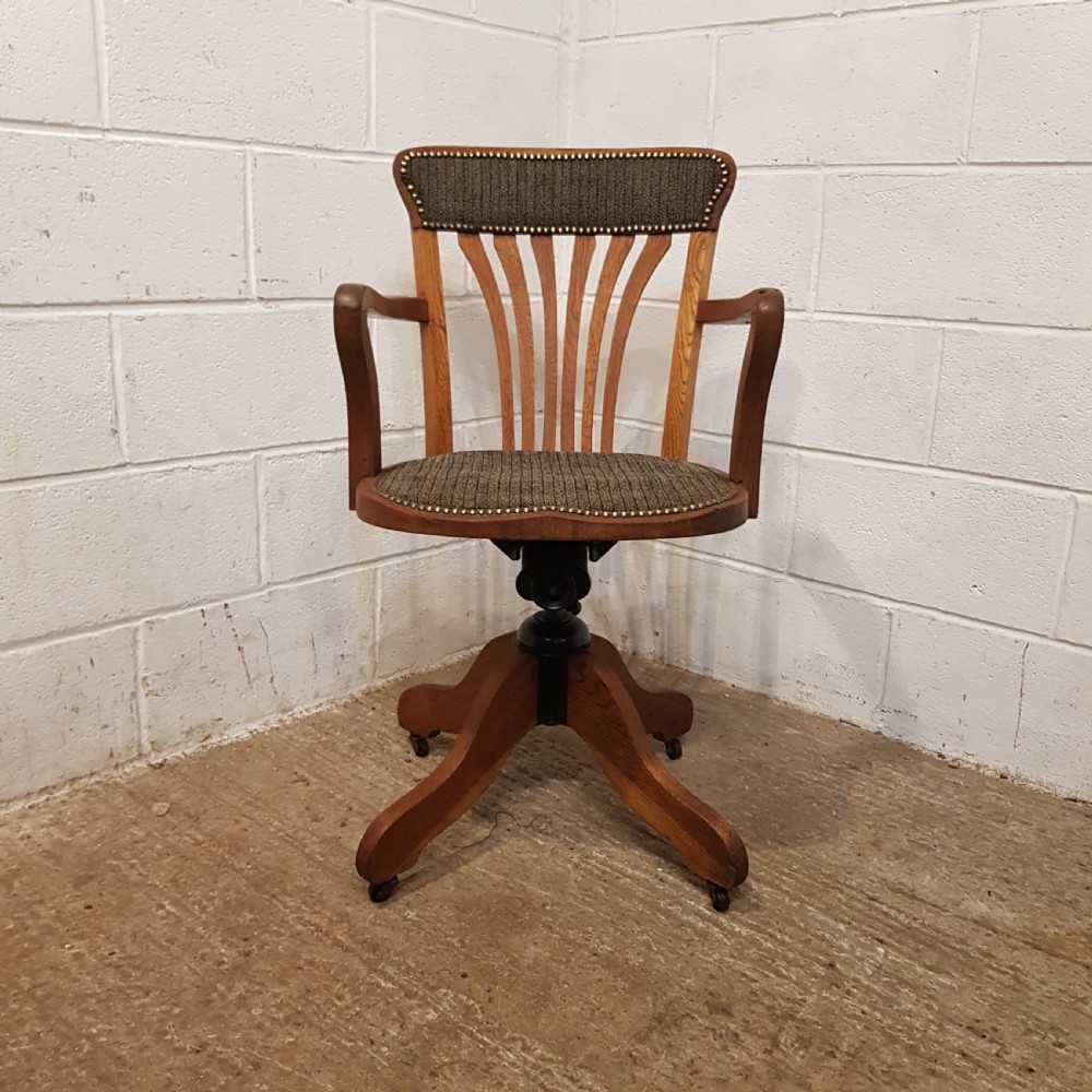 ANTIQUE EDWARDIAN OAK SWIVEL DESK CHAIR C1900 View III