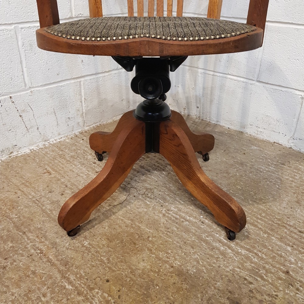 ANTIQUE EDWARDIAN OAK SWIVEL DESK CHAIR C1900 View IV
